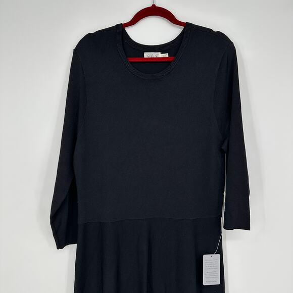 Eliza J Fit and Flare Knit Sweater New Modest Midi Dress in Black Womens XXL - Picture 9 of 13